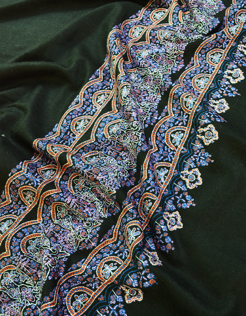 black embroidery Pashmina shawl 8647