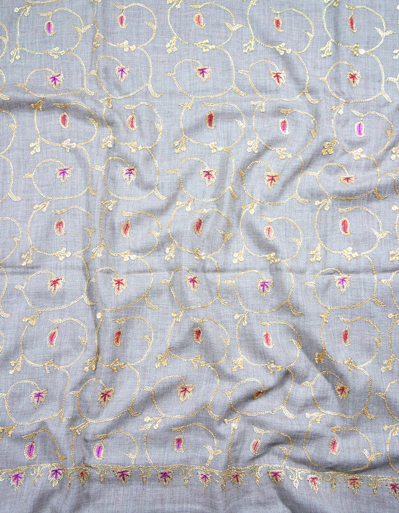 natural tilla embroidery Pashmina shawl 8714