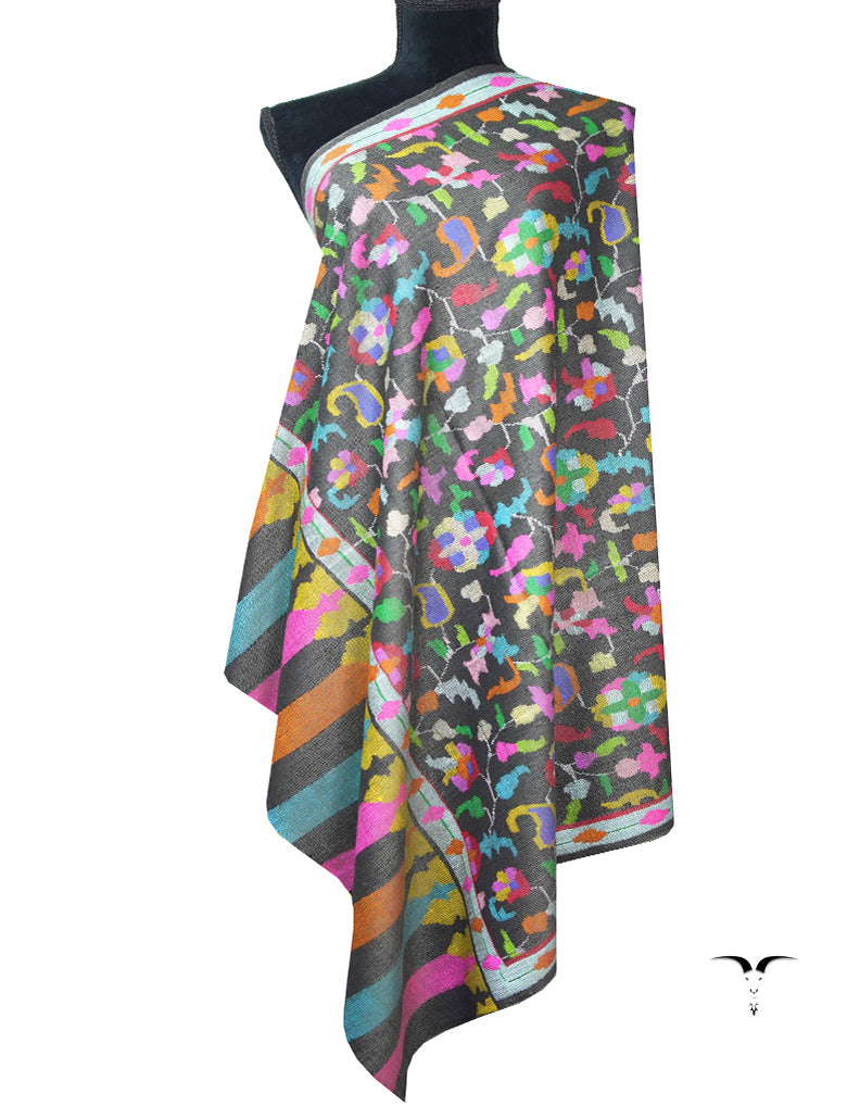 charcoal black kani jamma shawl 8720