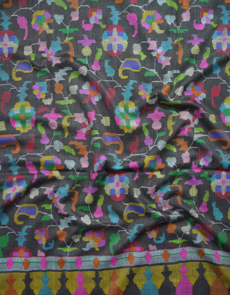 charcoal black kani jamma shawl 8720