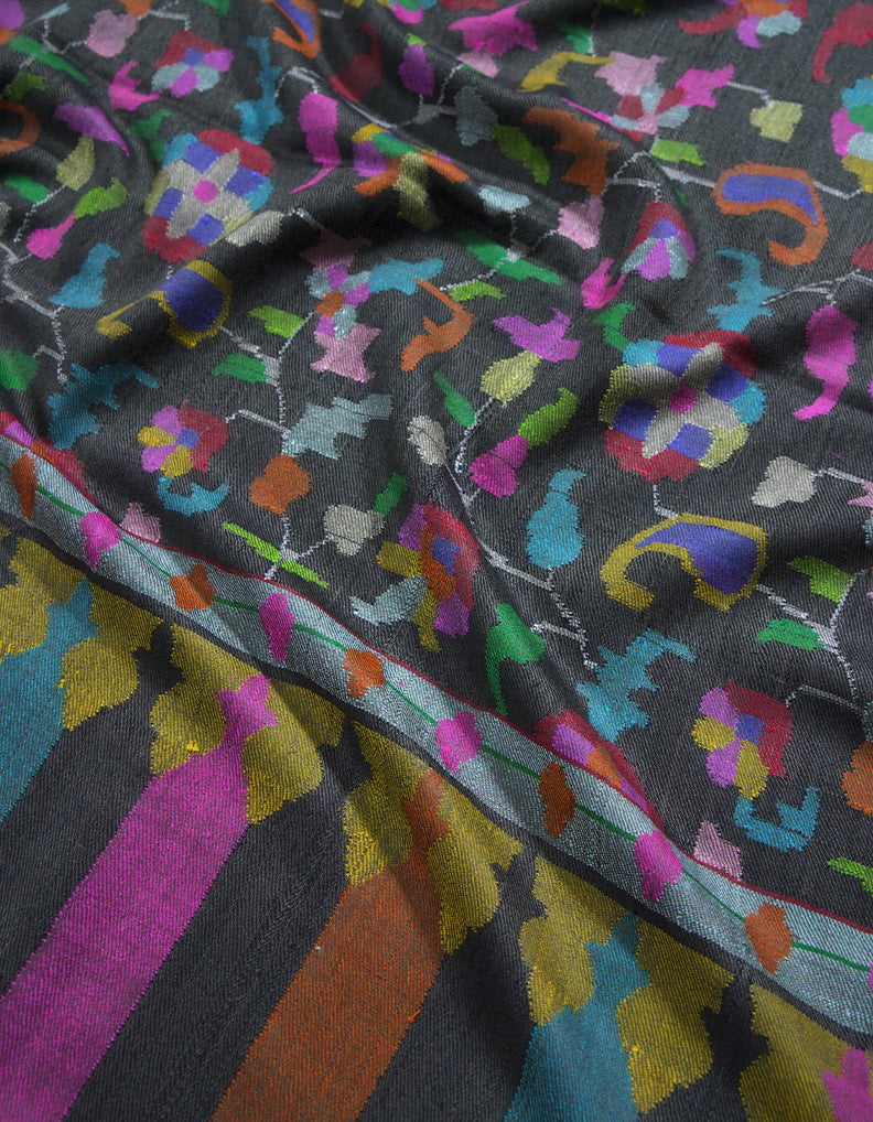 charcoal black kani jamma shawl 8720