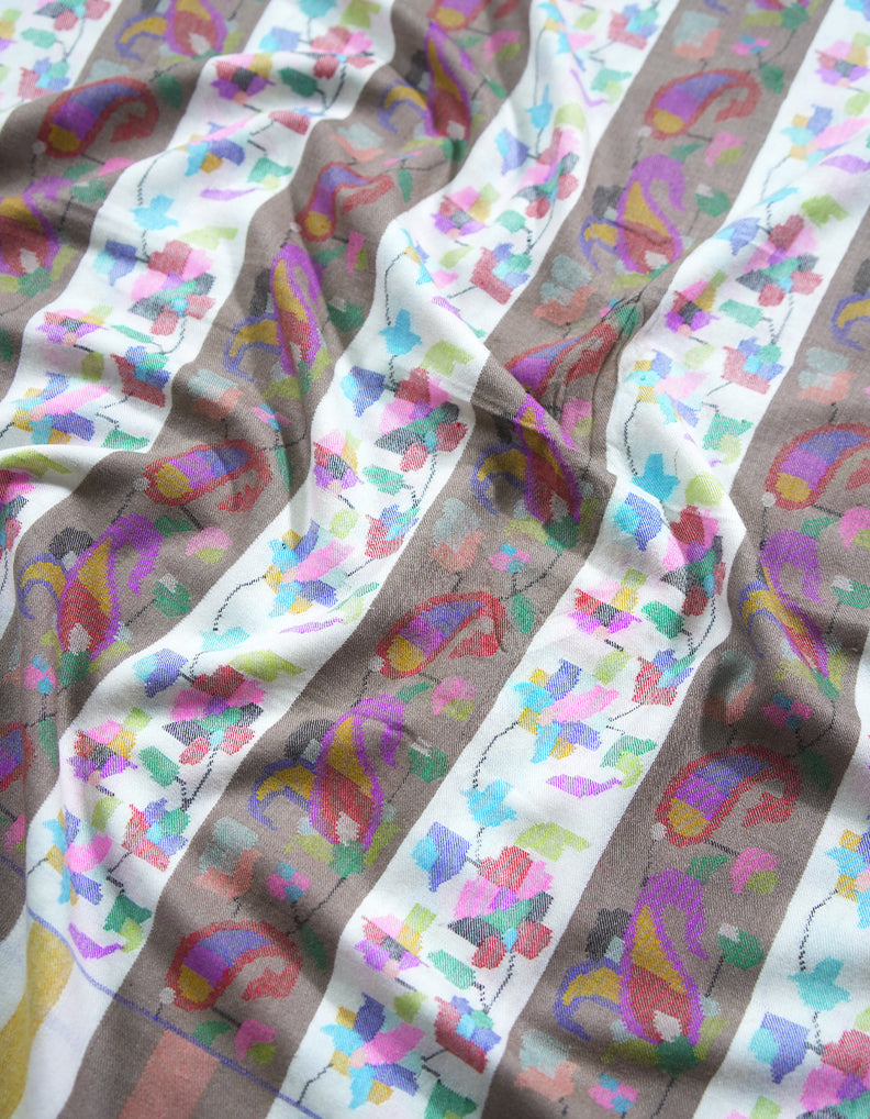 white and gray kani jamma shawl 8727