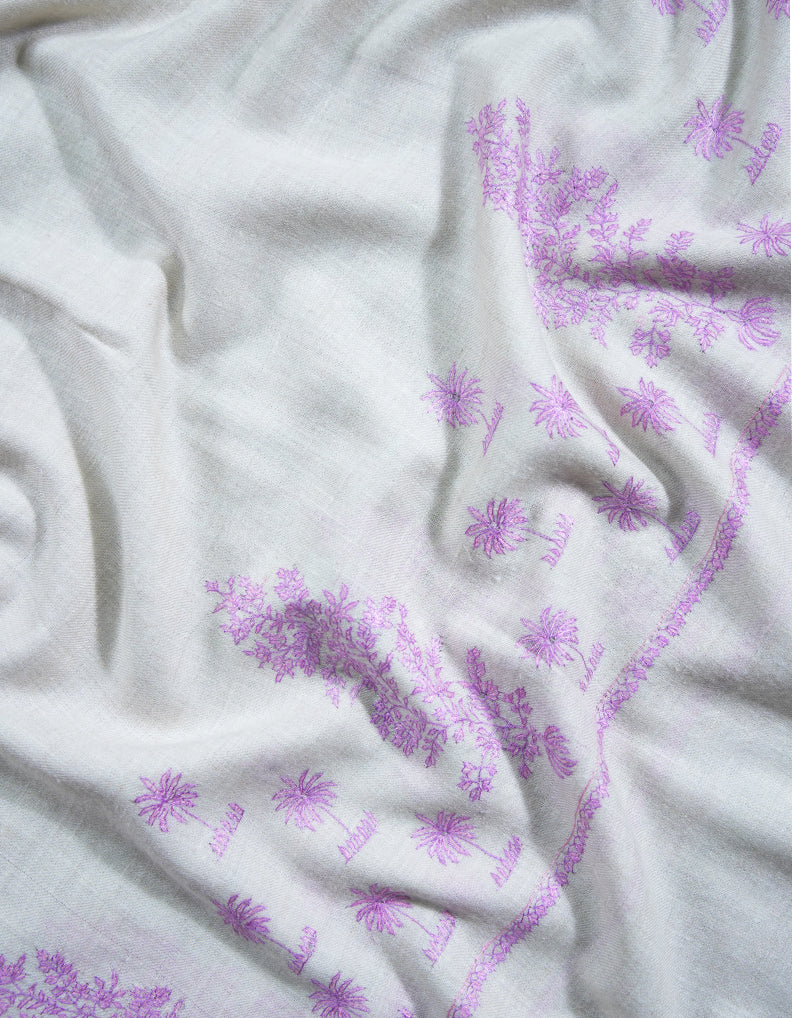 white embroidery pashmina shawl 8740