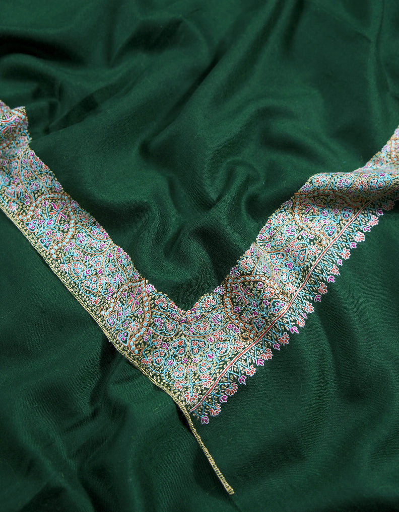 sacramento green embroidery pashmina shawl 8743