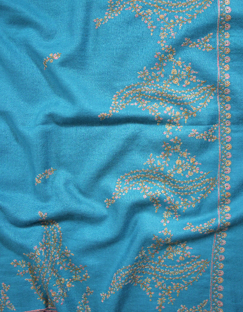 olympic blue embroidery pashmina shawl 8746