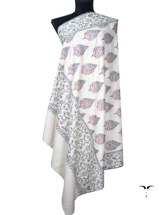 snow white embroidery pashmina Gi shawl 8766