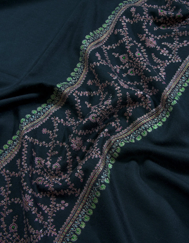 black embroidery GI pashmina shawl 8772