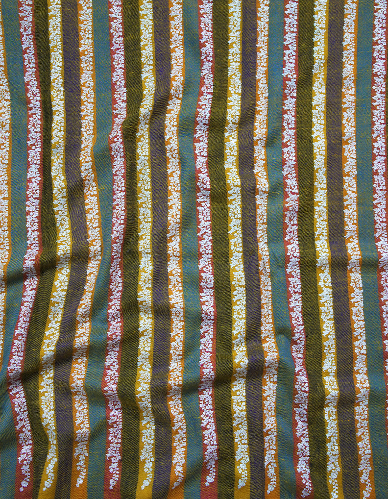 multi-colored striped embroidery pashmina shawl 8779