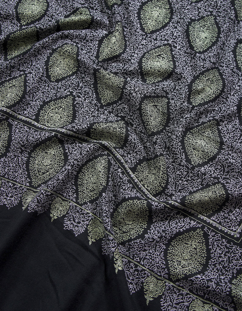 black jamma embroidery pashmina shawl 8780