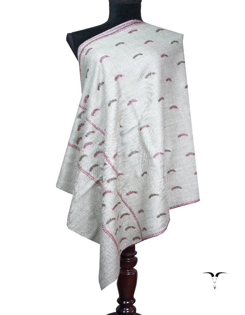 harbor gray booti embroidery pashmina stole 8787