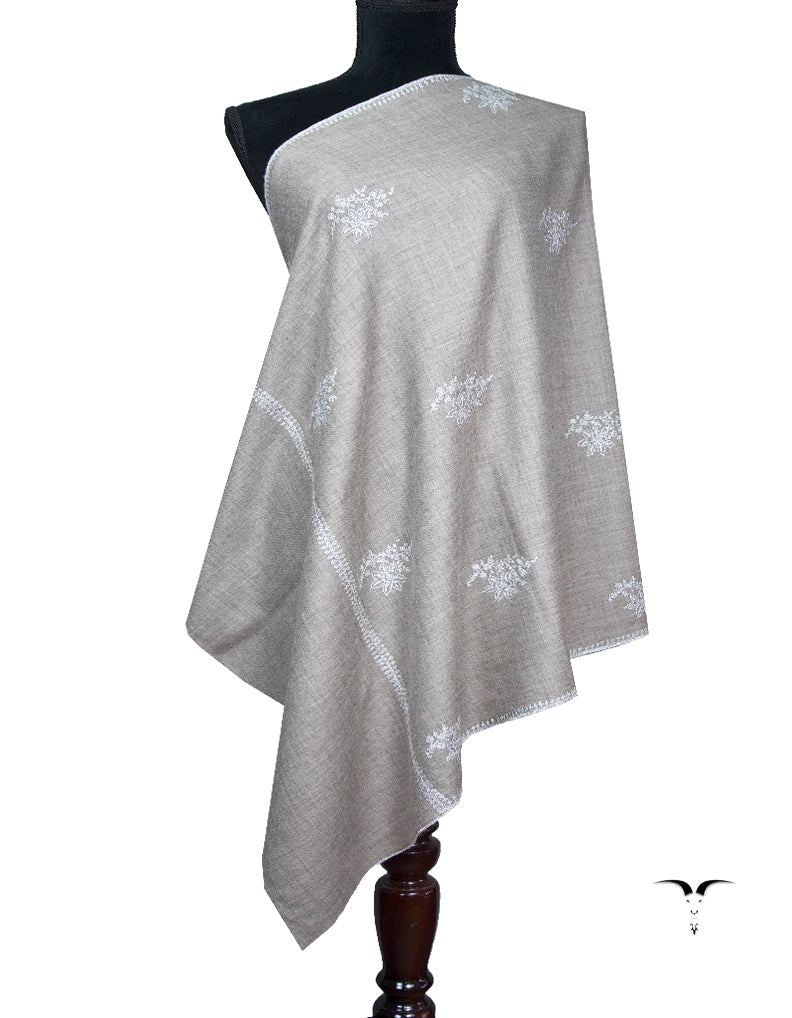 natural booti embroidery pashmina stole 8795