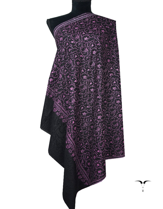 raven black GI jamma embroidery pashmina shawl 8837