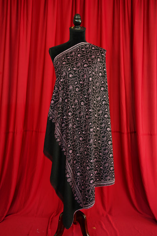 raven black GI jamma embroidery pashmina shawl 8837