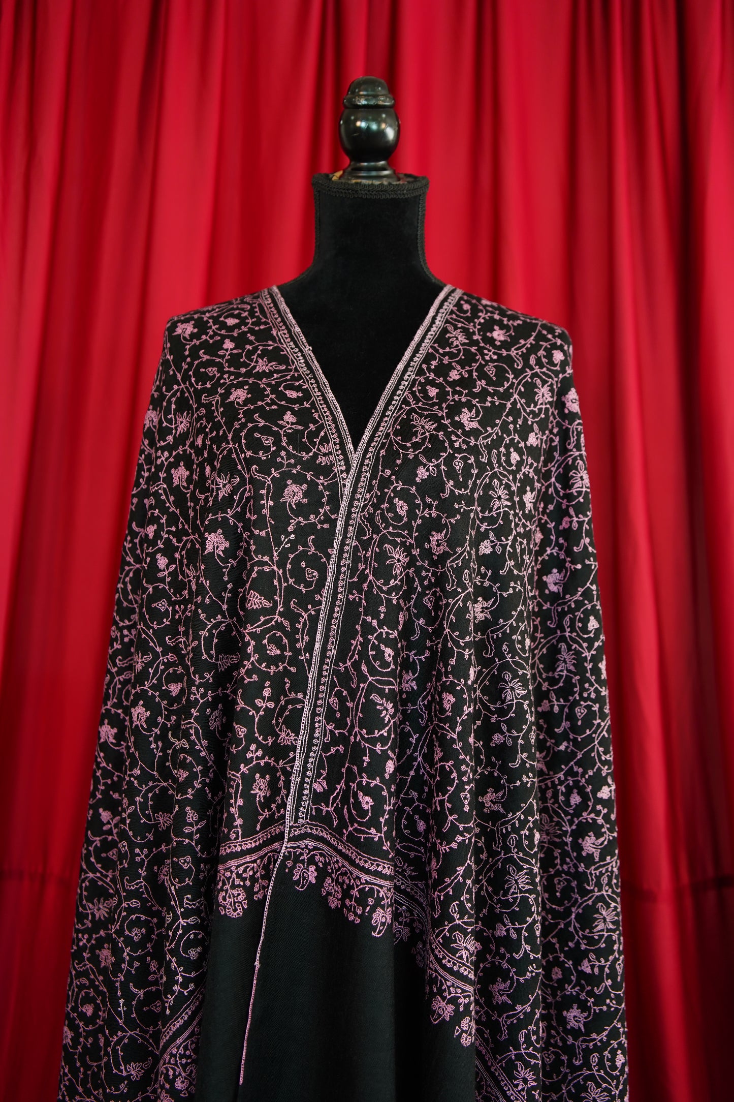 raven black GI jamma embroidery pashmina shawl 8837