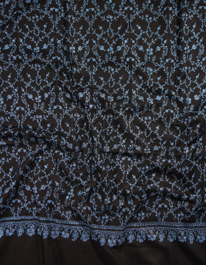 jet black GI jaali embroidery pashmina shawl 8848