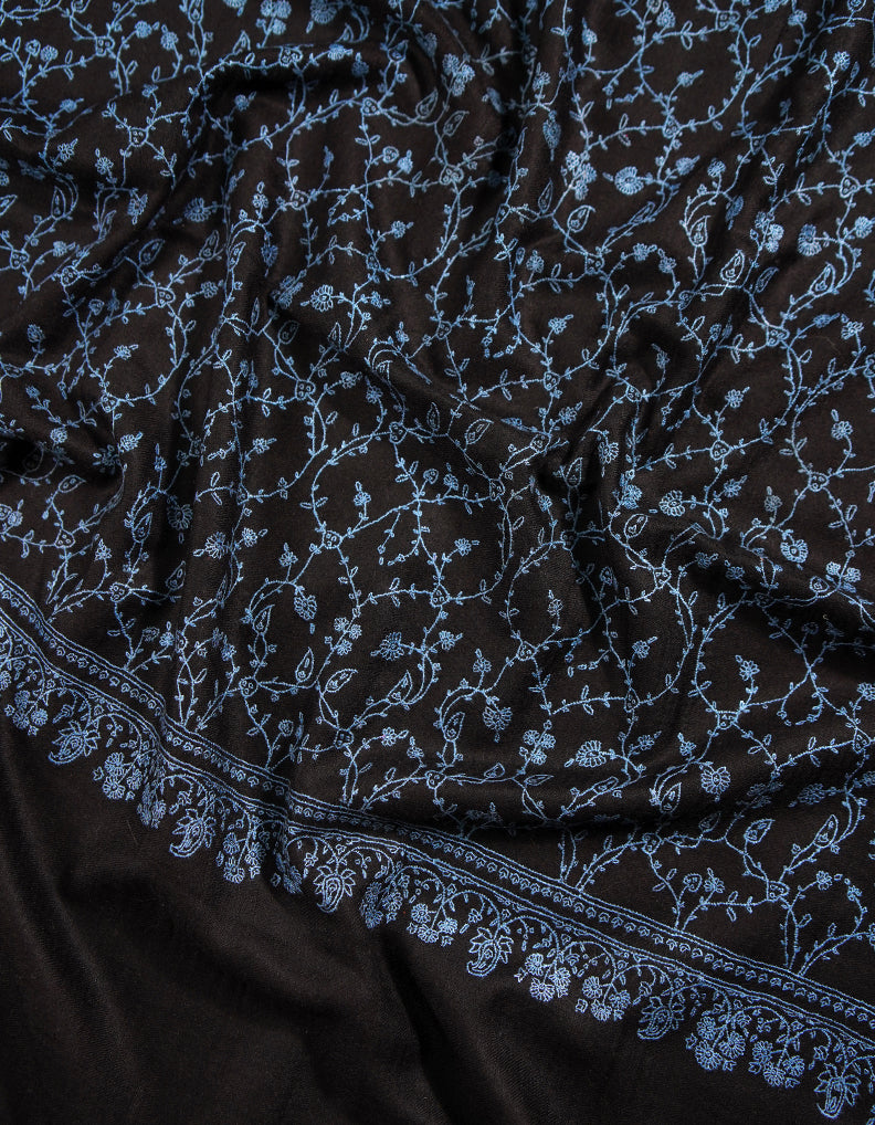 jet black GI jaali embroidery pashmina shawl 8848