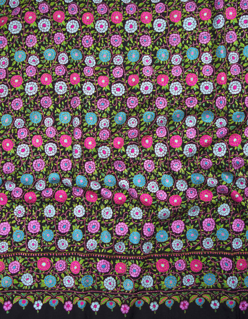 black gulabdaar jamma embroidery pashmina shawl 8853