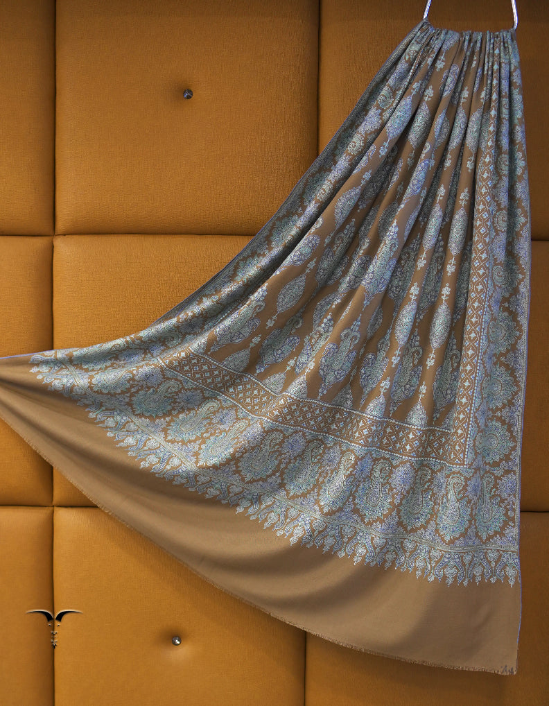 tortilla brown XL embroidery pashmina shawl 8861