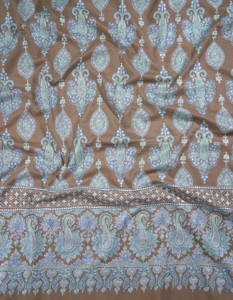 tortilla brown XL embroidery pashmina shawl 8861