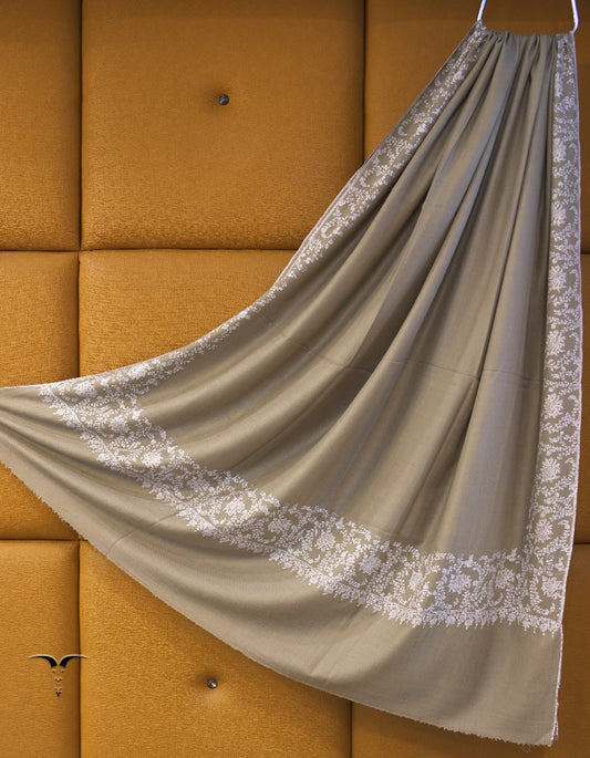 rhino gray XL embroidery GI pashmina shawl 8865
