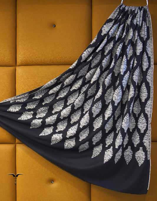 black XL butis jamma embroidery Gi pashmina shawl 8869