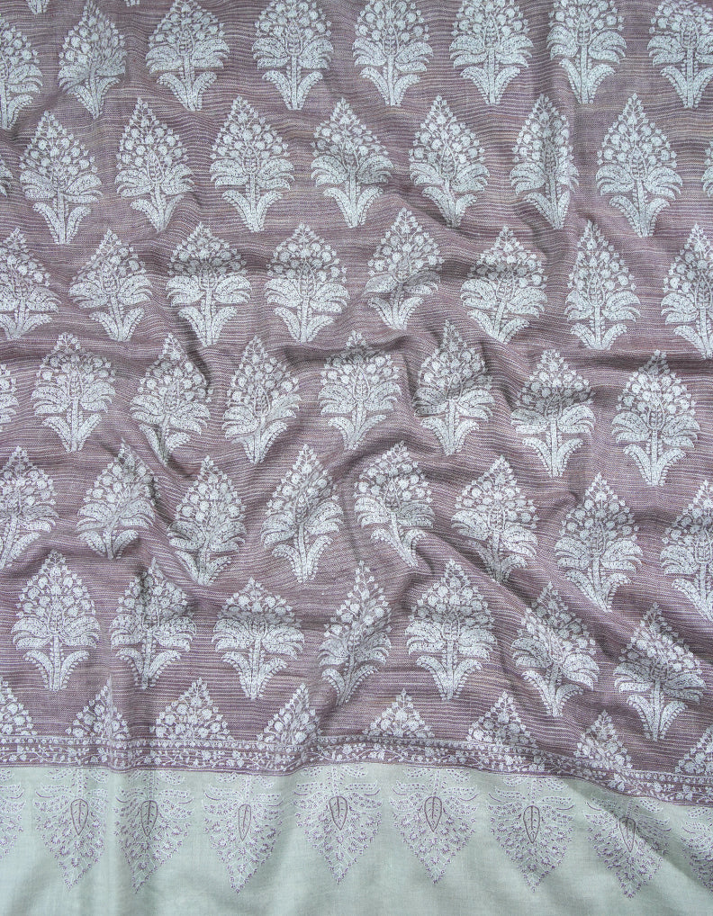 light hibiscus XL butis jamma embroidery GI pashmina shawl 8871