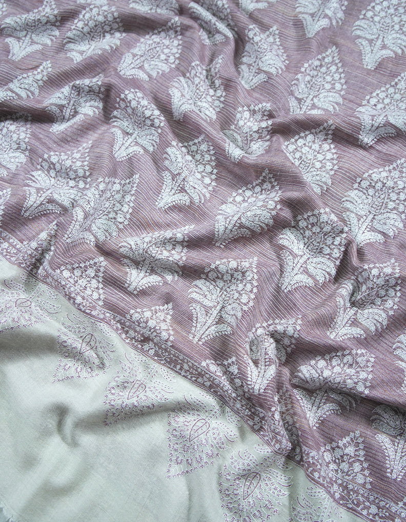 light hibiscus XL butis jamma embroidery GI pashmina shawl 8871