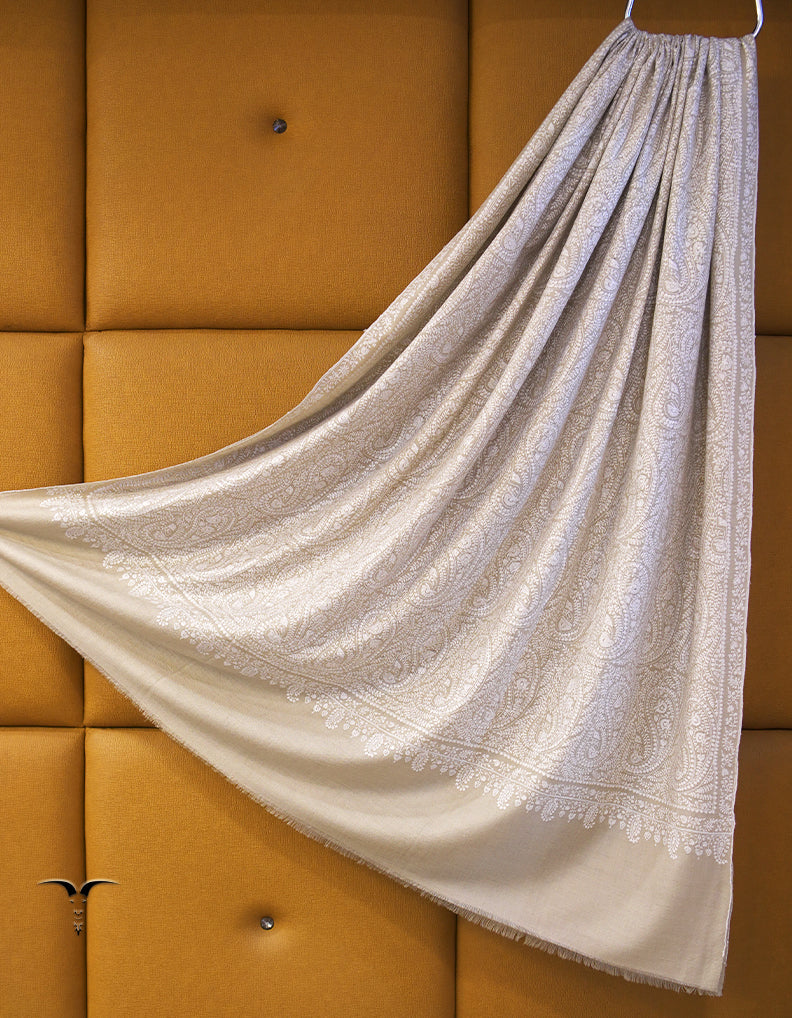 light natural XL jamma embroidery pashmina shawl 8873