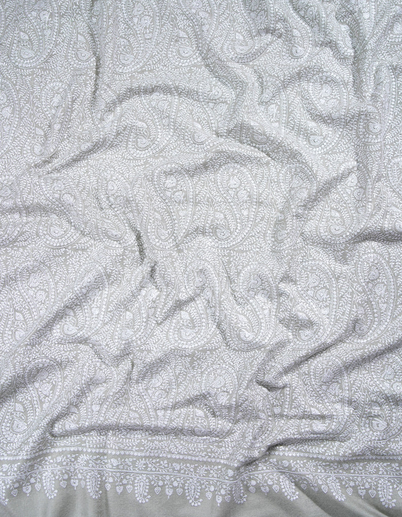 light natural XL jamma embroidery pashmina shawl 8873