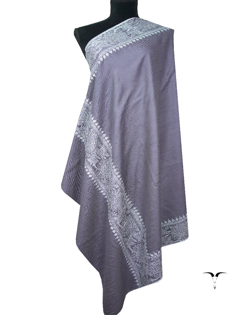 pigeon blue embroidery GI pashmina shawl 8894