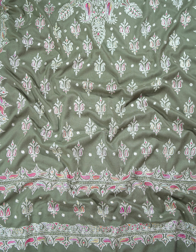 natural XL tilla jamma embroidery pashmina shawl 8937