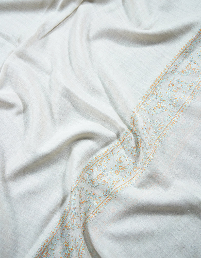 paper-white embroidery pashmina stole 8957