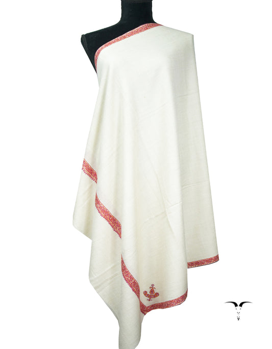 Daisy white embroidery pashmina shawl 8970