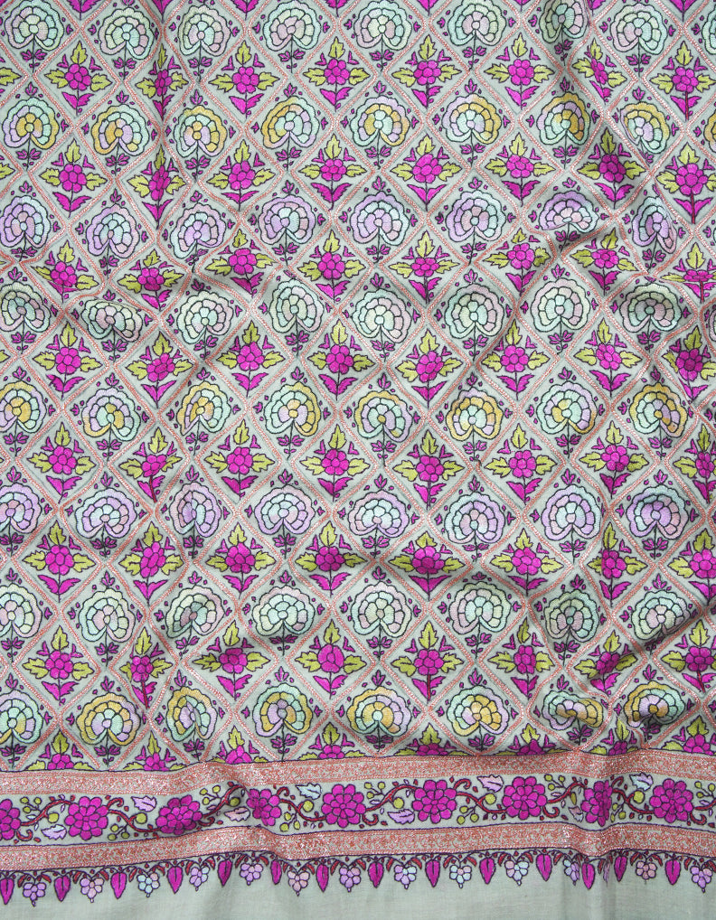 alabaster white jamma embroidery pashmina shawl 8971