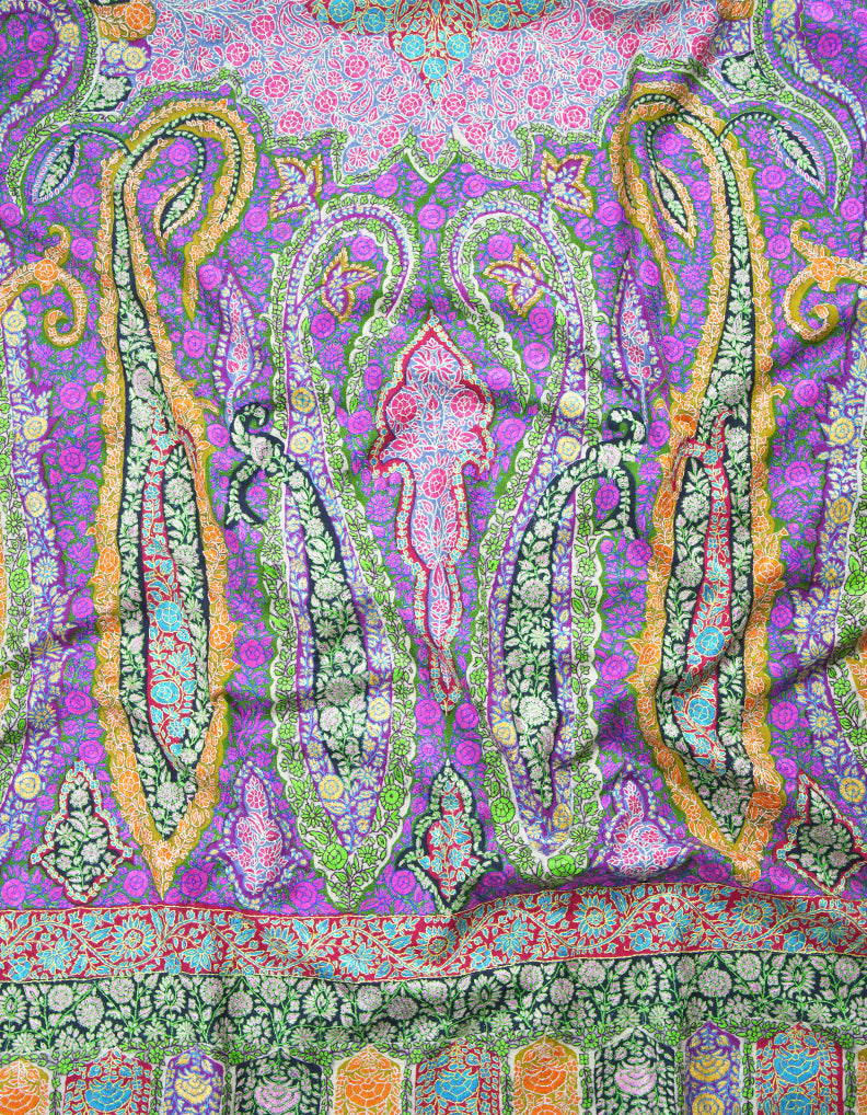 multi-coloured jamma embroidery pashmina shawl 8977