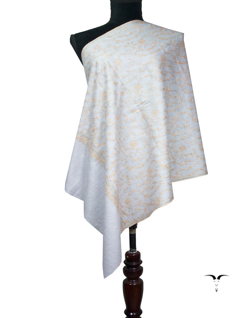 thistle jaali embroidery pashmina stole 8983