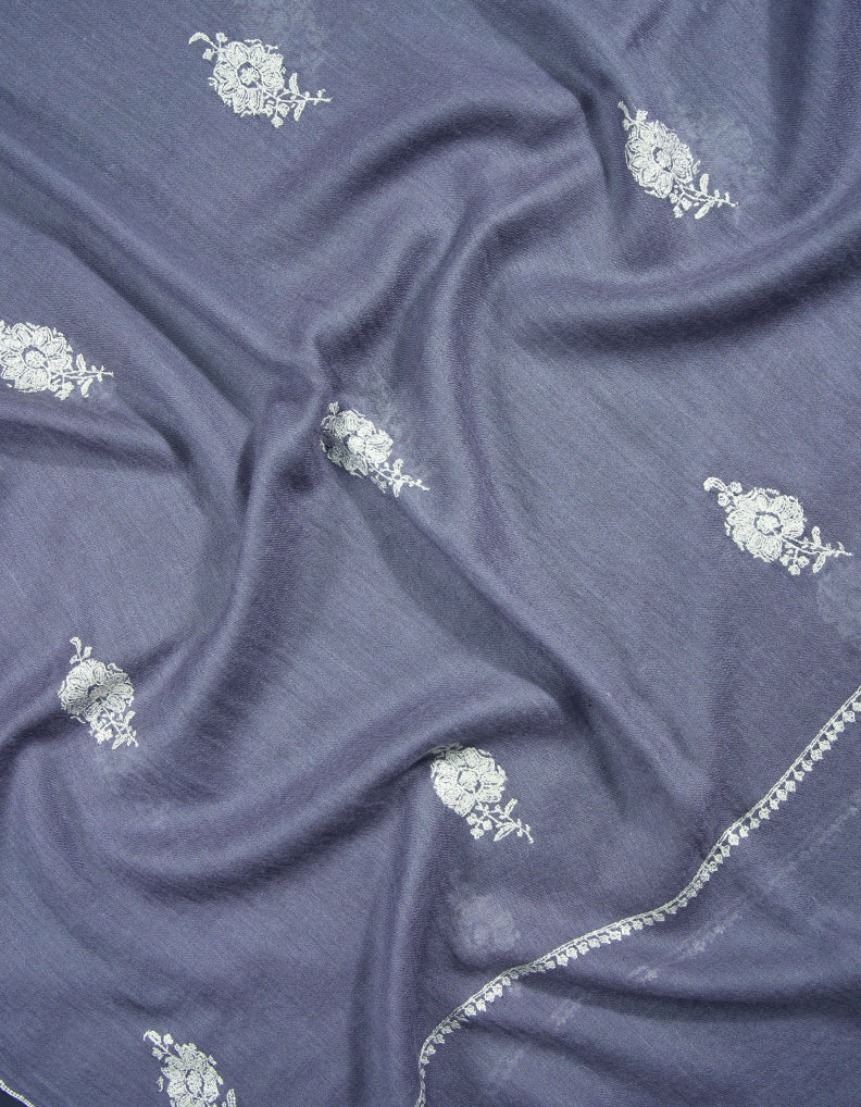 pigeon blue butis embroidery pashmina stole 8990