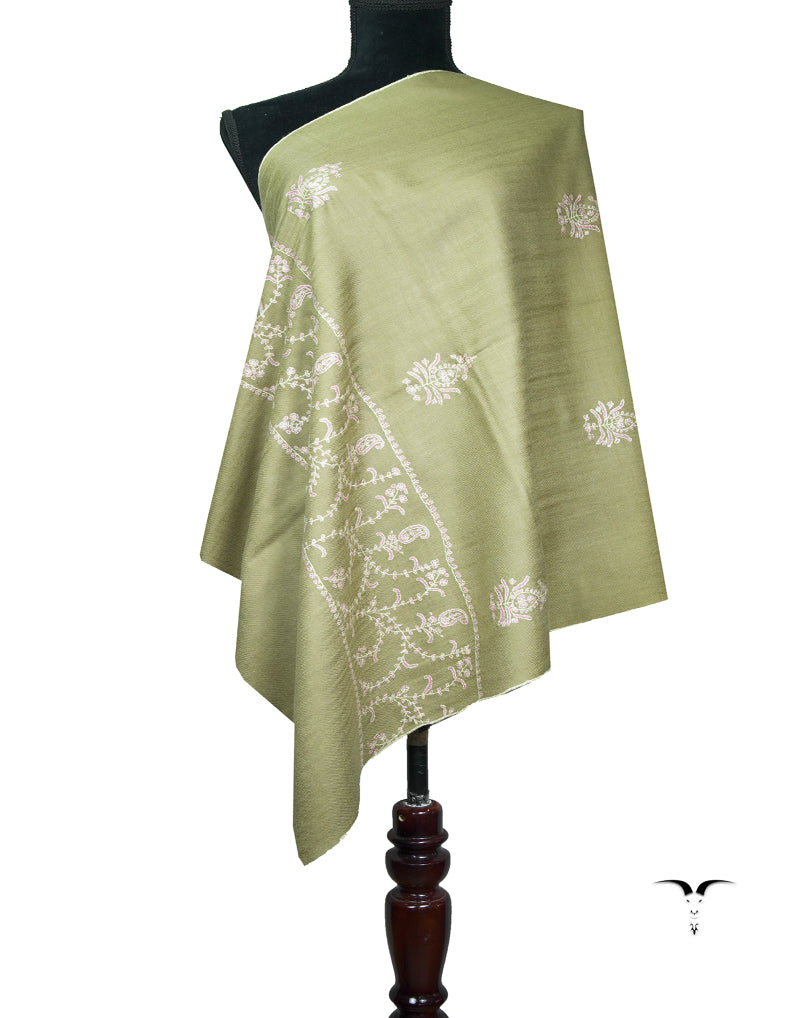 flax butis embroidery pashmina stole 8991