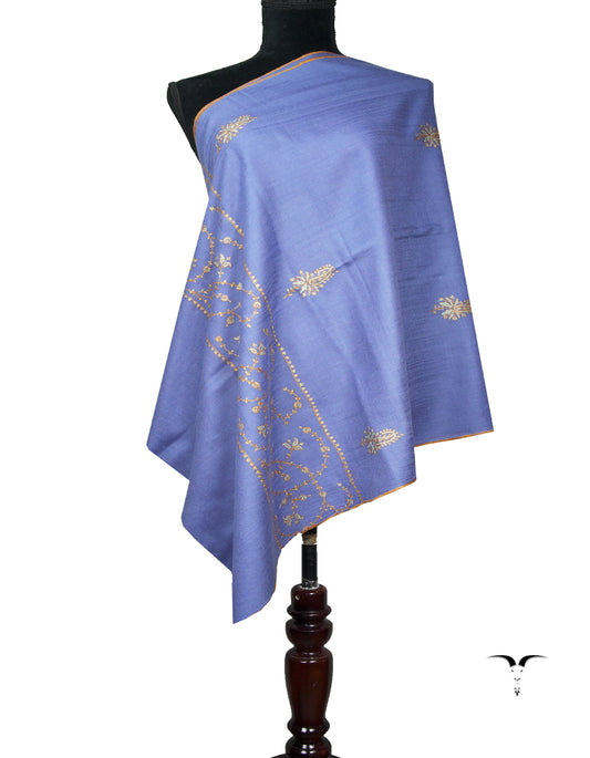 light purplish blue butis embroidery pashmina stole 8999