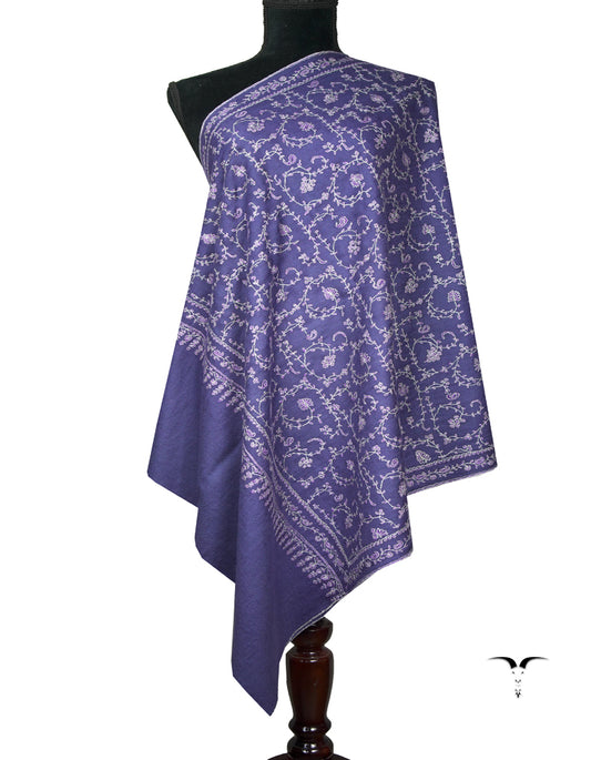 space denim blue jaali embroidery pashmina stole 9005