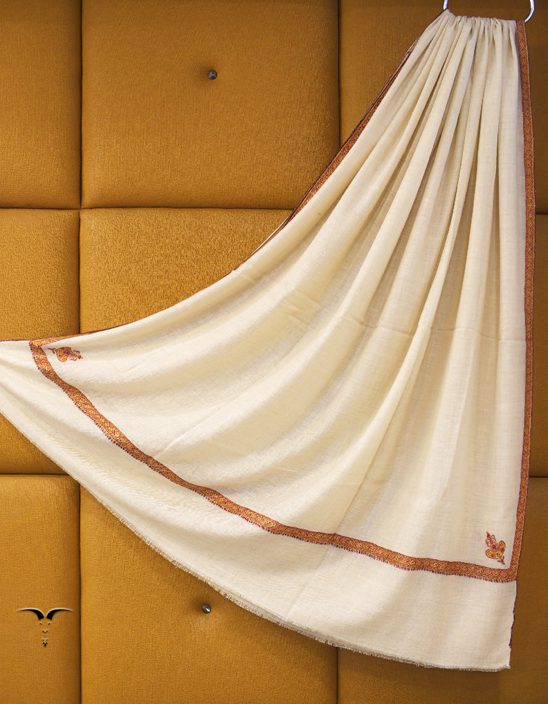 white XL embroidery pashmina shawl 9010