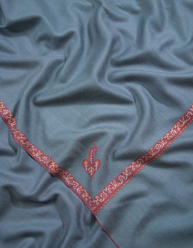 darkish pigeon embroidery pashmina shawl 9067