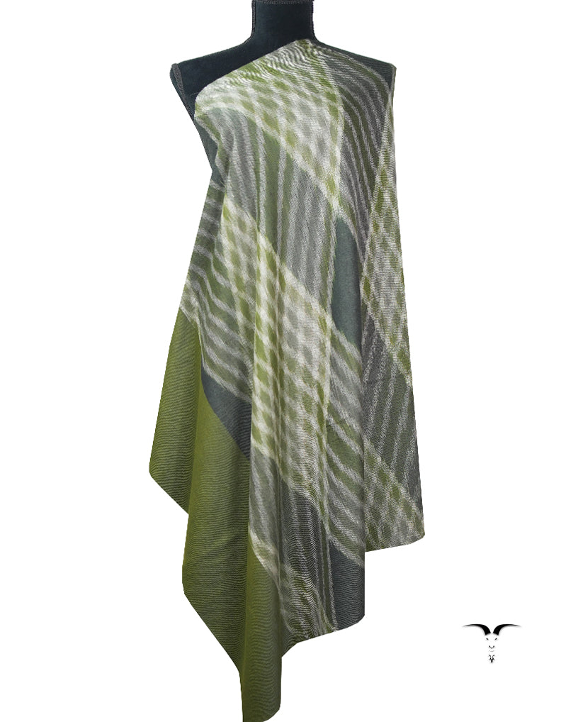 army green and charcoal black ekat design pashmina shawl 9076