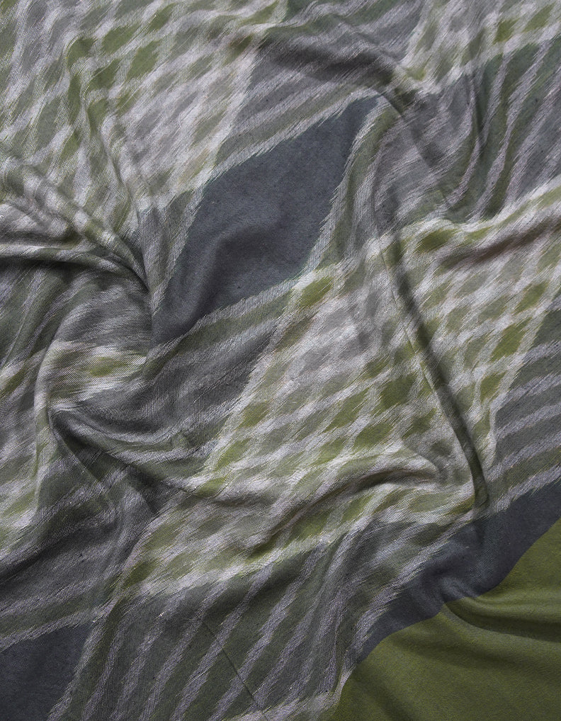 army green and charcoal black ekat design pashmina shawl 9076