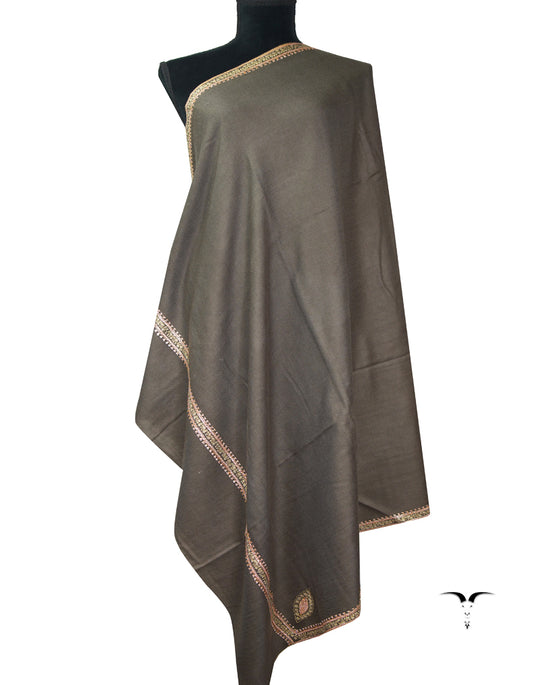 dark natural tilla embroidery pashmina shawl 9110
