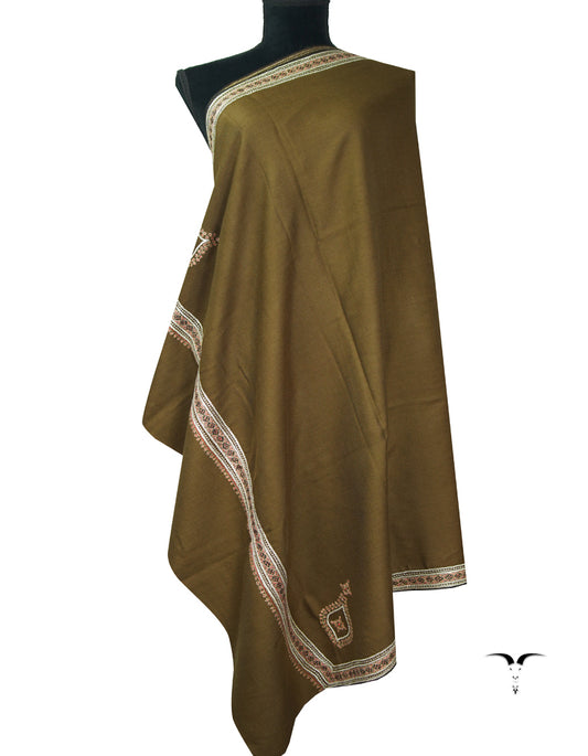 syrup brown tilla embroidery pashmina shawl 9111