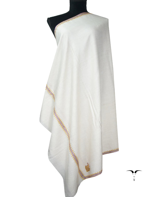 off-white tilla embroidery pashmina shawl 9113