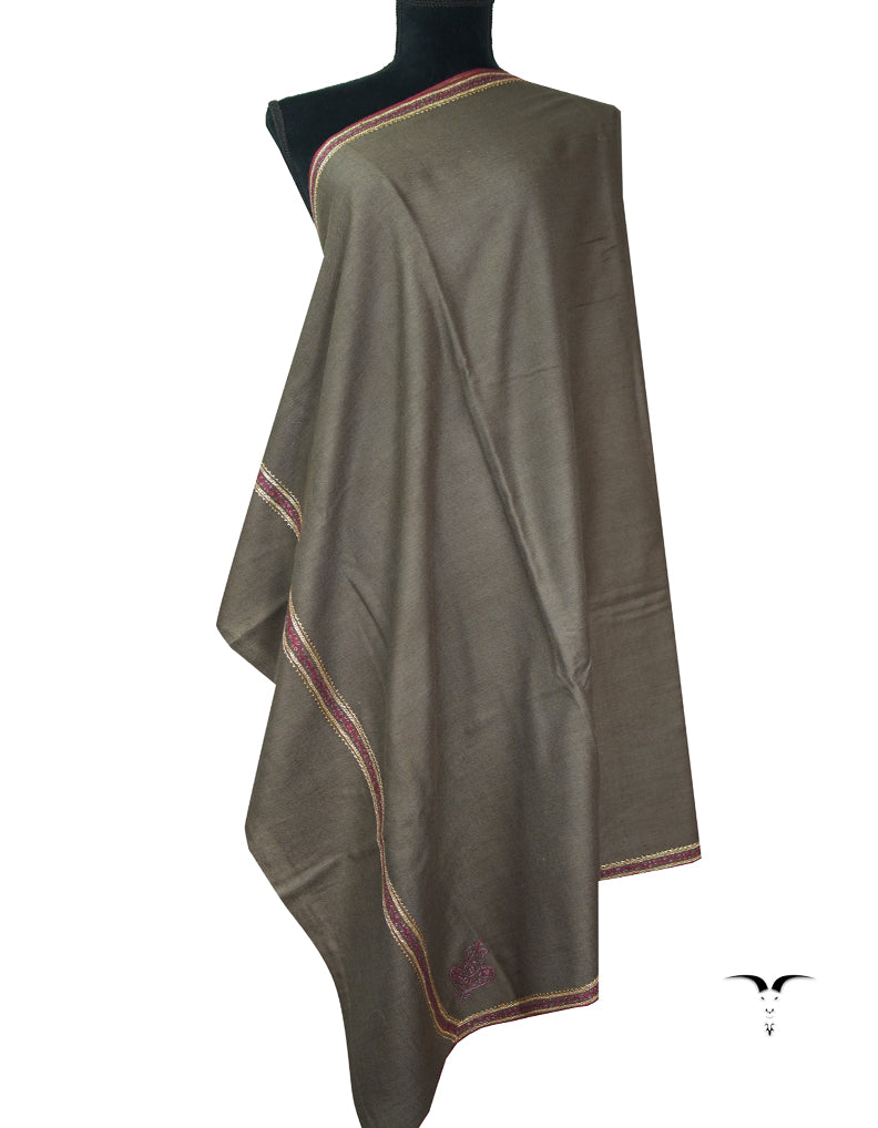 dark natural tilla embroidery pashmina shawl 9114