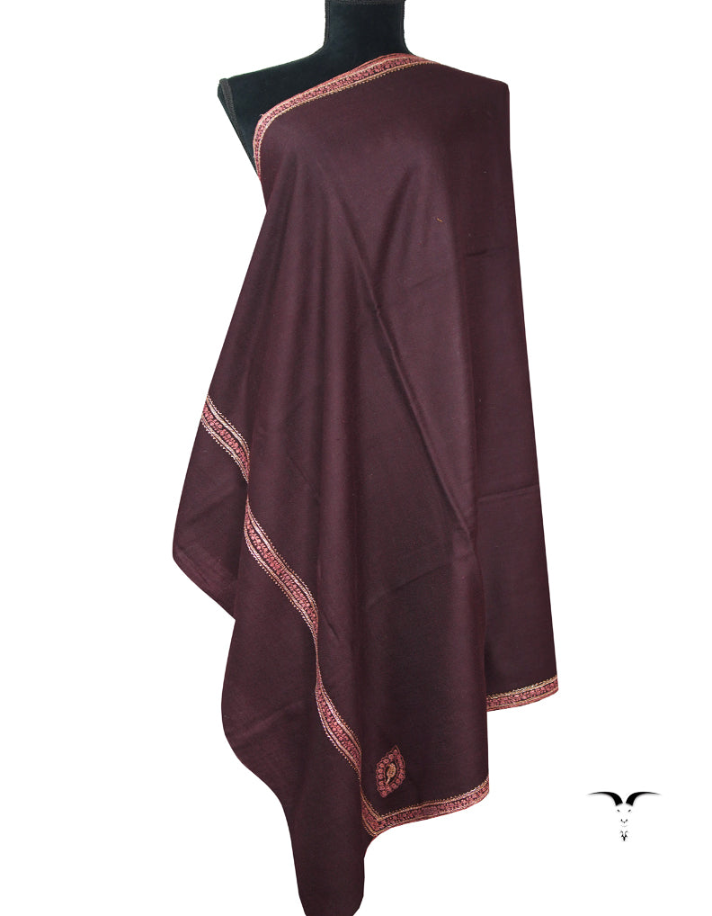 dark burgundy tilla embroidery pashmina shawl 9117