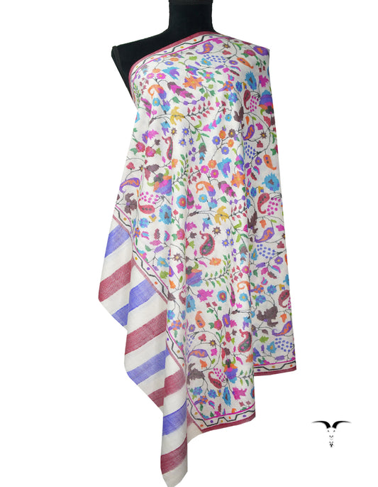 pure white kani jamma pashmina shawl 9129